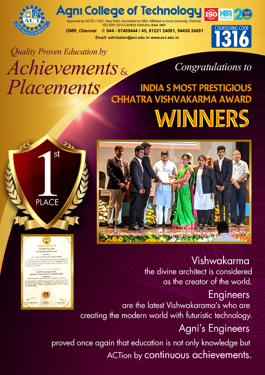 ACT Won India’s most prestigious CHHATRA VISHVAKARMA AWARD