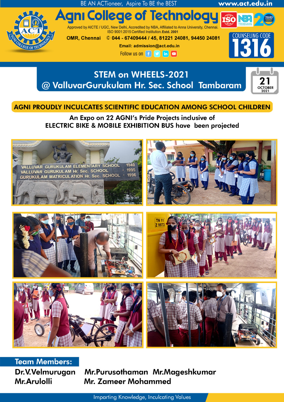 STEM on WHEELS – 2021 @ Vallalur Gurukulam Hr sec School