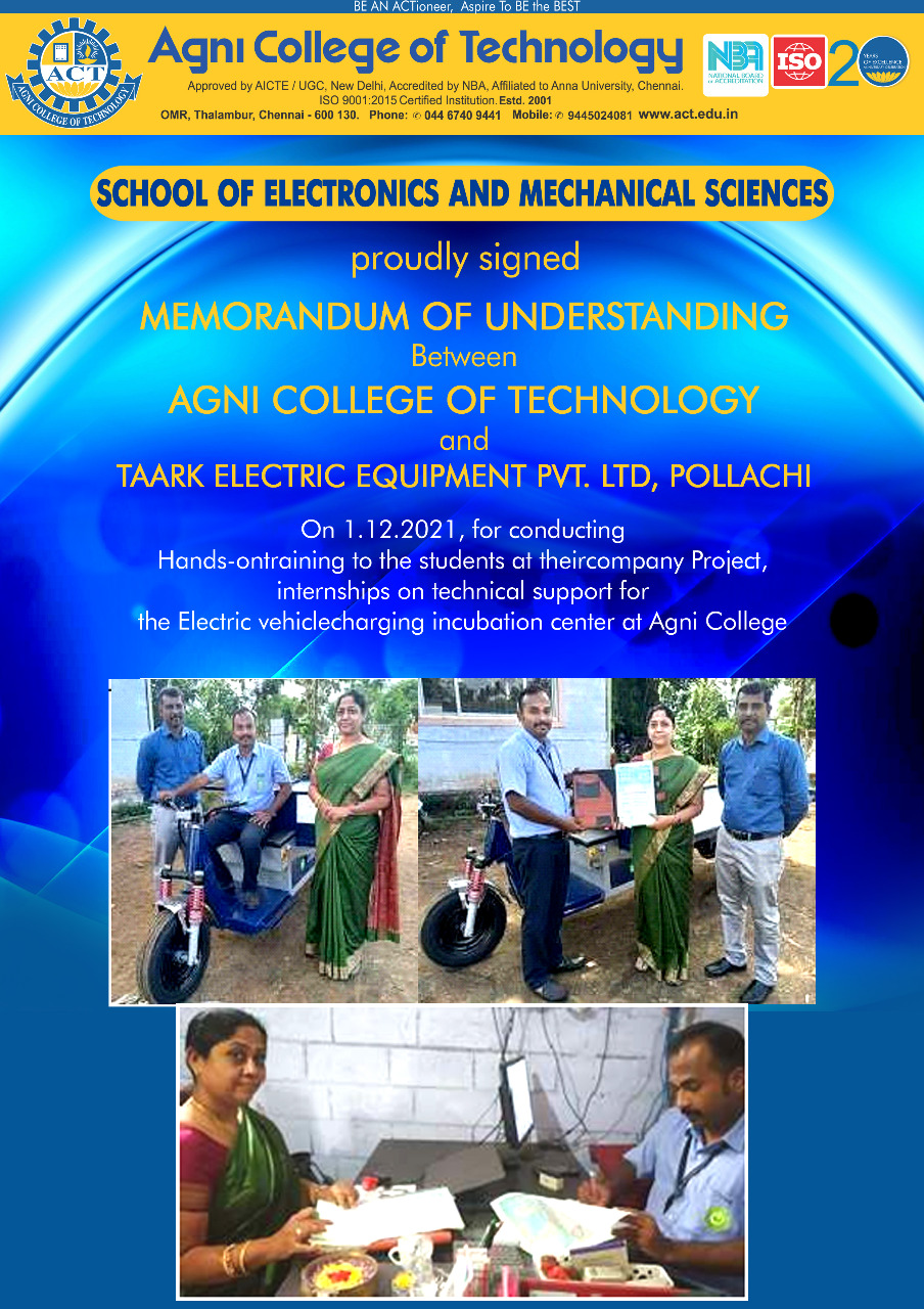 MOU Signed Between ACT and TAARK ELECTRIC EQUIPMENT