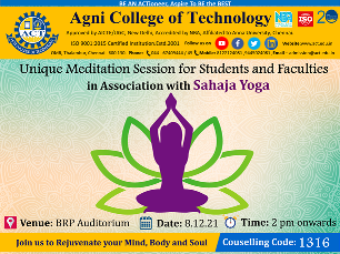Meditation session for Students and Faculties @ ACT   In association with Sahaja Yoga