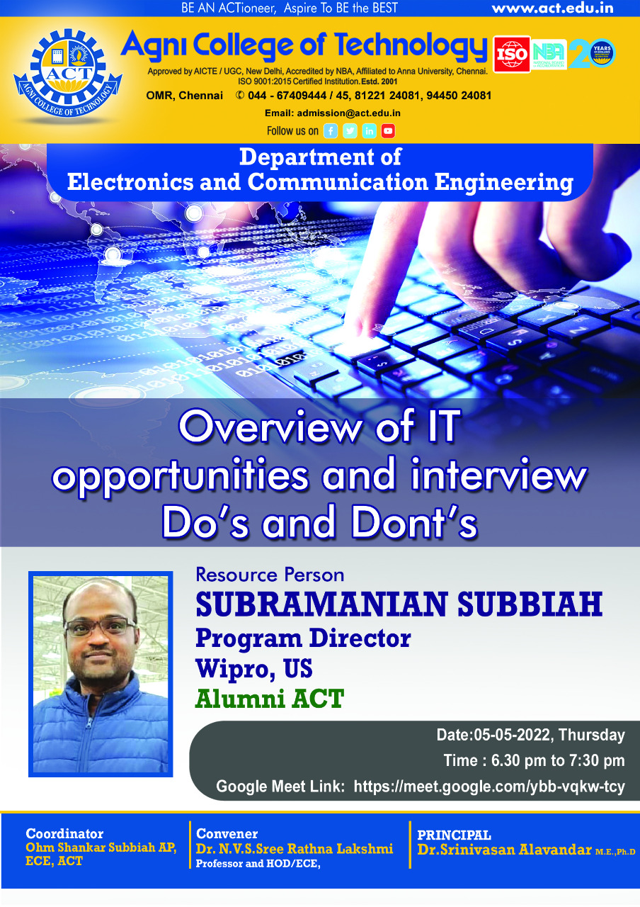 Overview of IT opportunities and interview Do’s and Dont’s