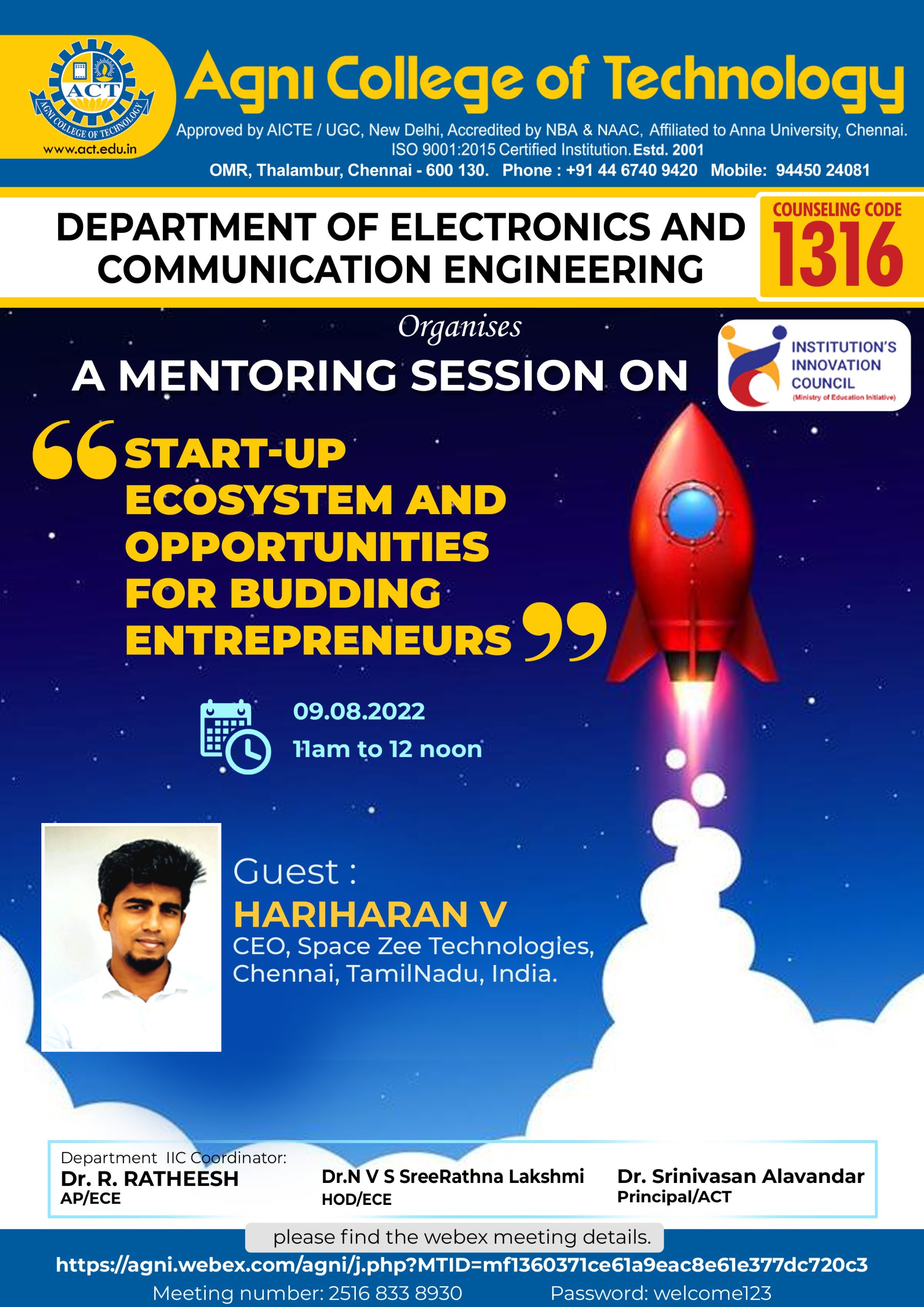 A Mentoring Session on Start-up Ecosystem and Opportunities for Budding Entrepreneurs