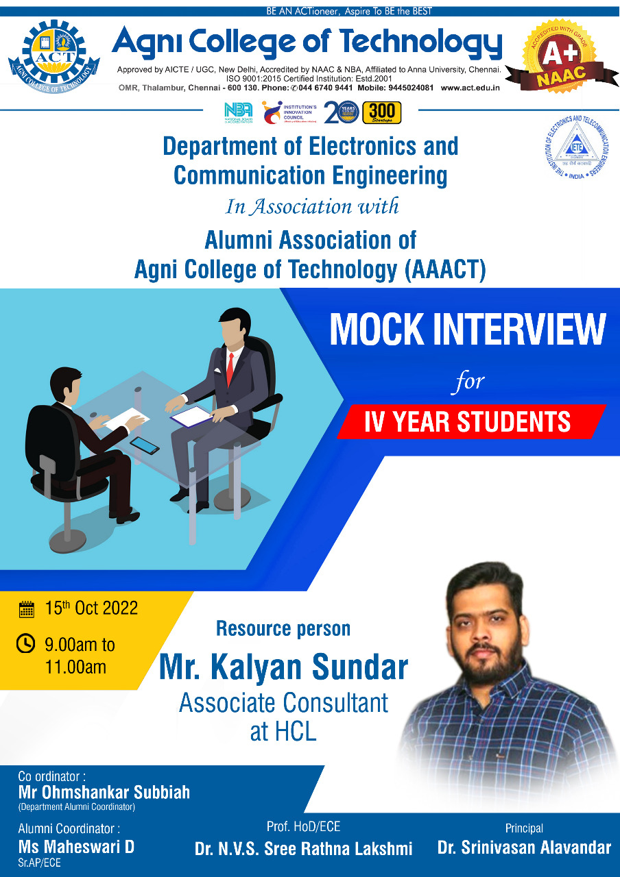 Mock Interview for IVth Year Students