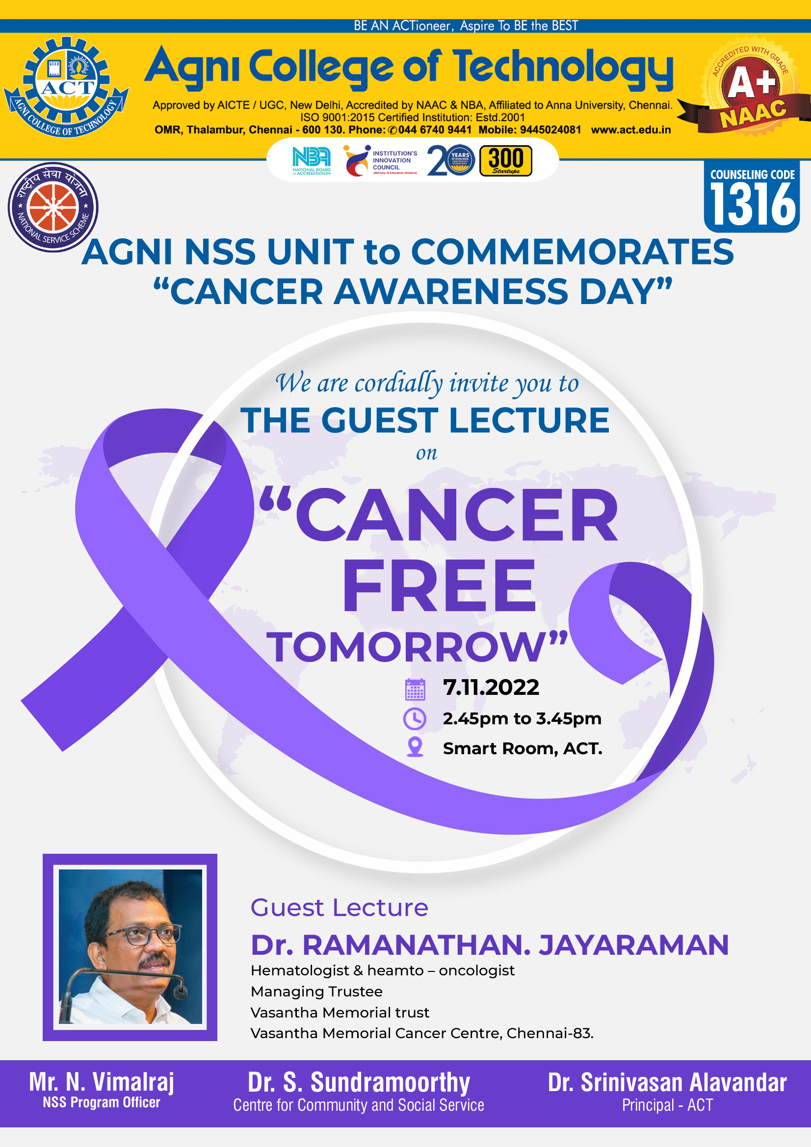 Guest Lecture on CANCER FREE TOMORROW