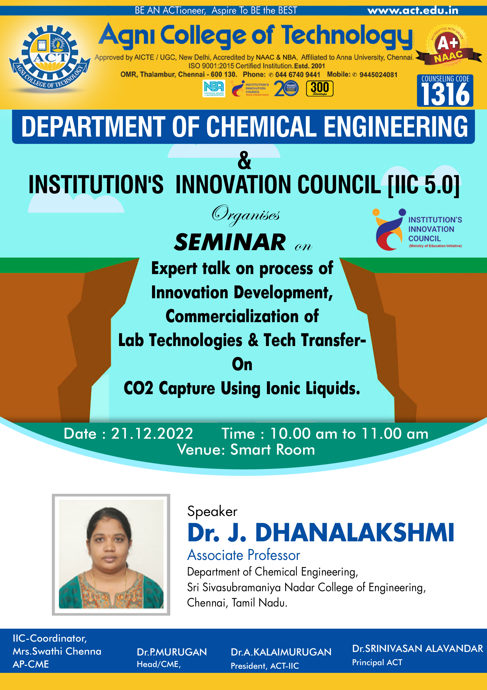 Expert talk on process of Innovation Development, Commercialization of Lab Technologies & Tech Transfer on CO2 Capture using Ionic Liquids