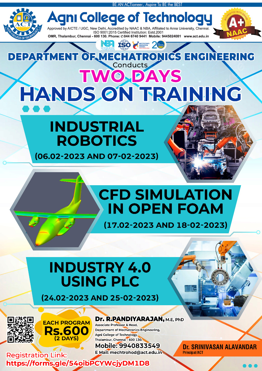 Two Days Hands on Training – Industrial Robotics (06.02.2023 & 07.02.2023)