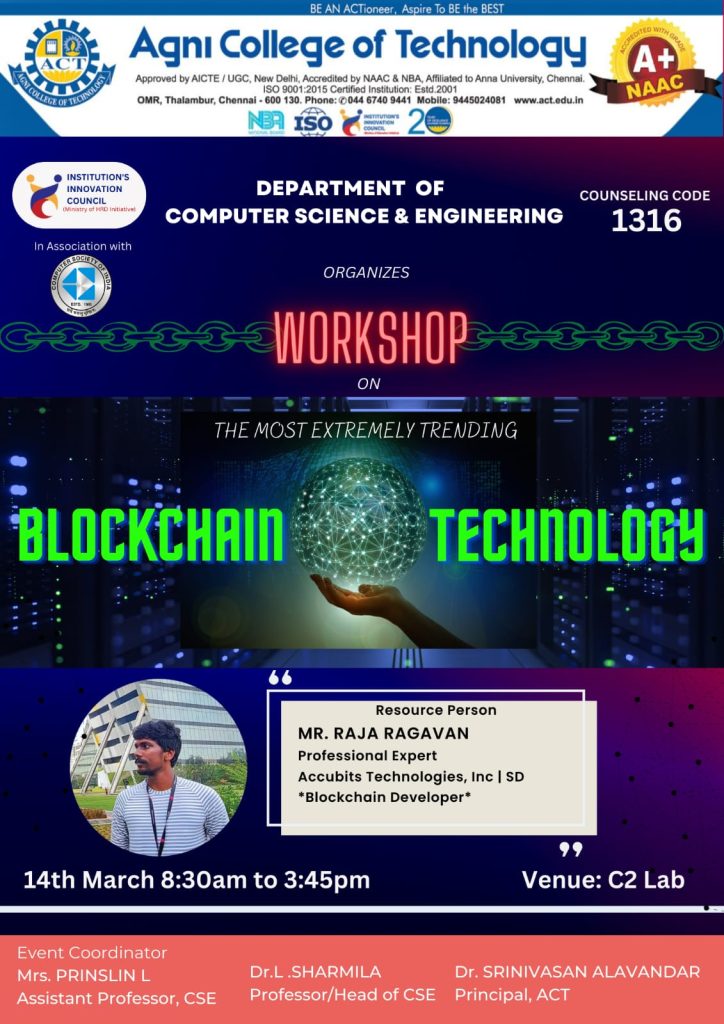 Workshop on Blockchain Technology - Agni College of Technology (ACT)