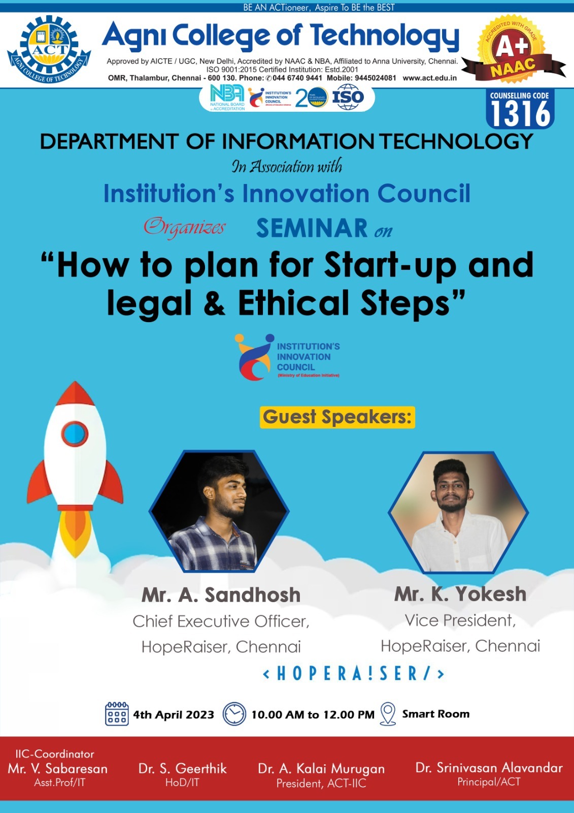 Seminar on How to plan for Start-Up and Legal & Ethical steps