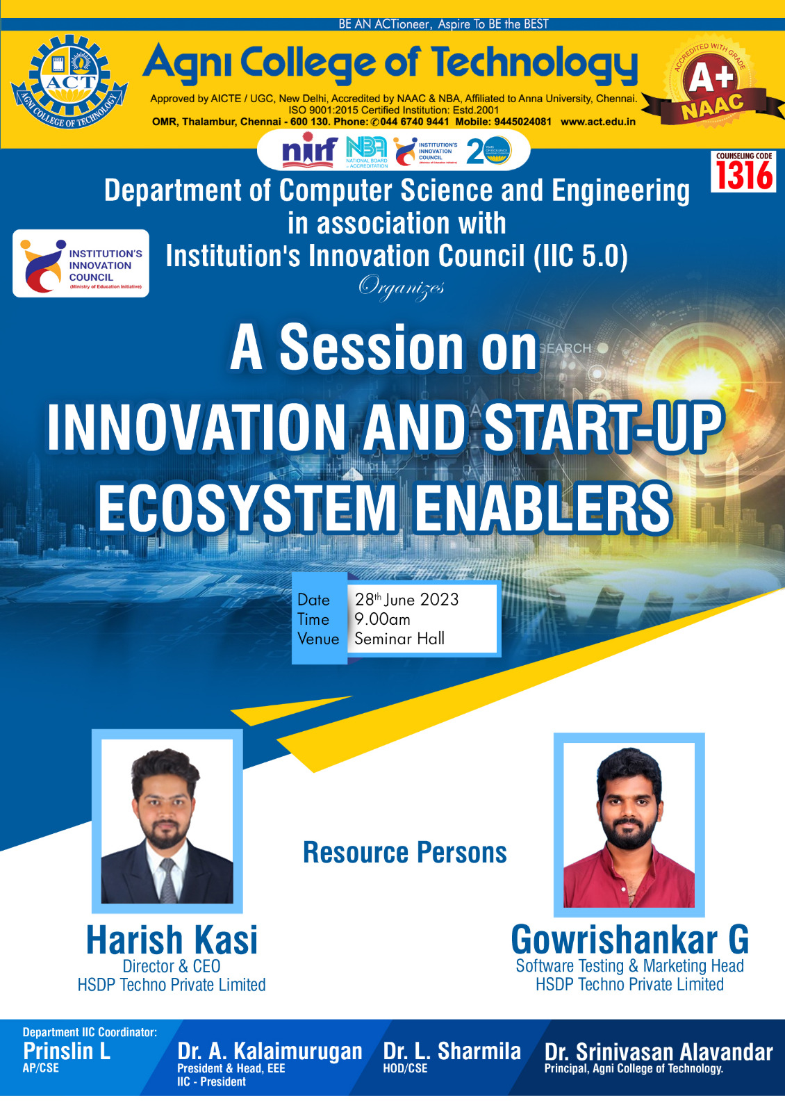 A Session on Innovation and Start-Up Ecosystem Enablers