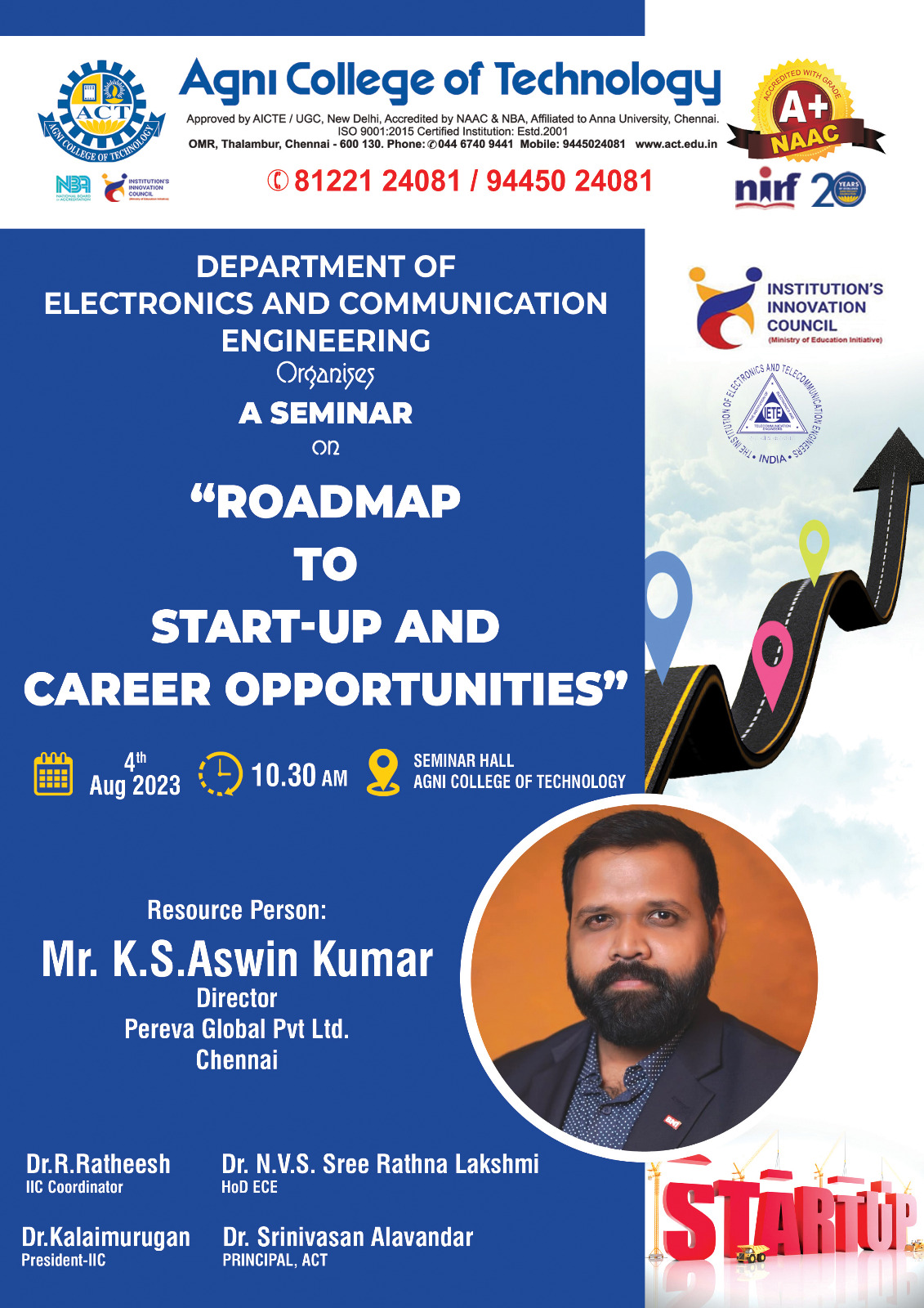 A Seminar on Roadmap to Start-Up and Career Opportunities