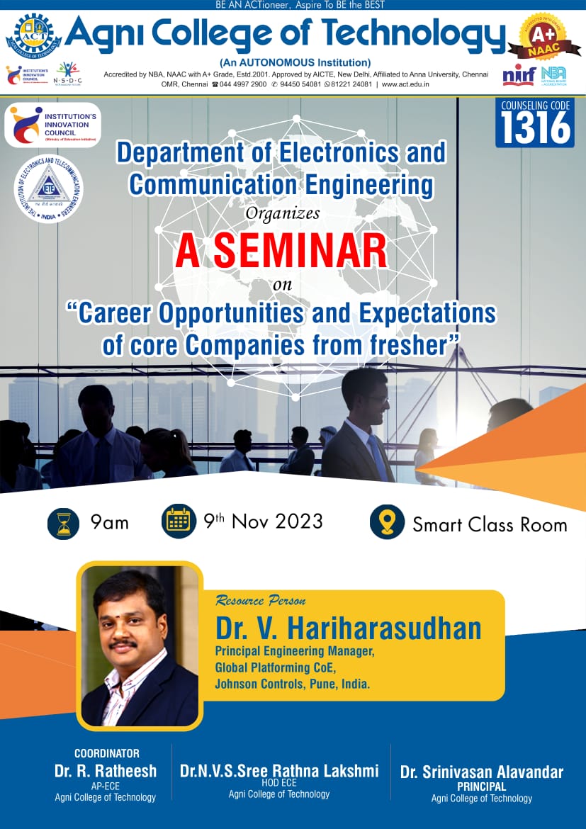 A Seminar on Career Opportunities and Expectations of Core Companies from Freshers