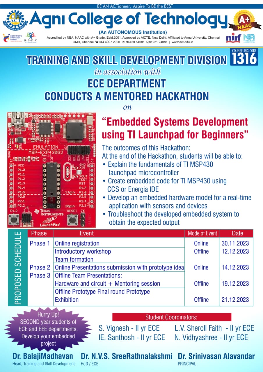 A Mentored Hackathon on Embedded Systems Development using TI Launchpad for Beginners