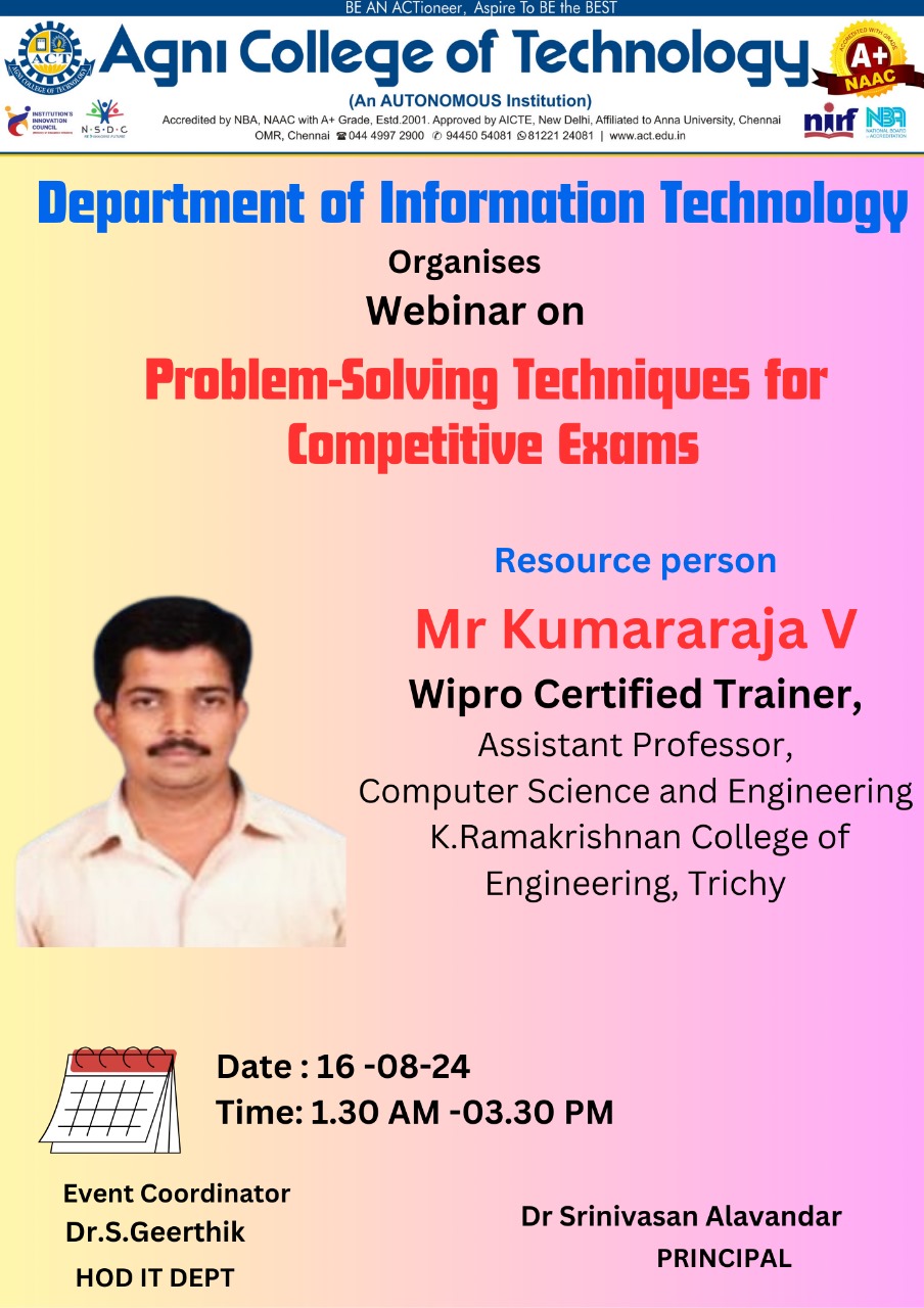 Webinar on Problem Solving Techniques for Competitive Exams