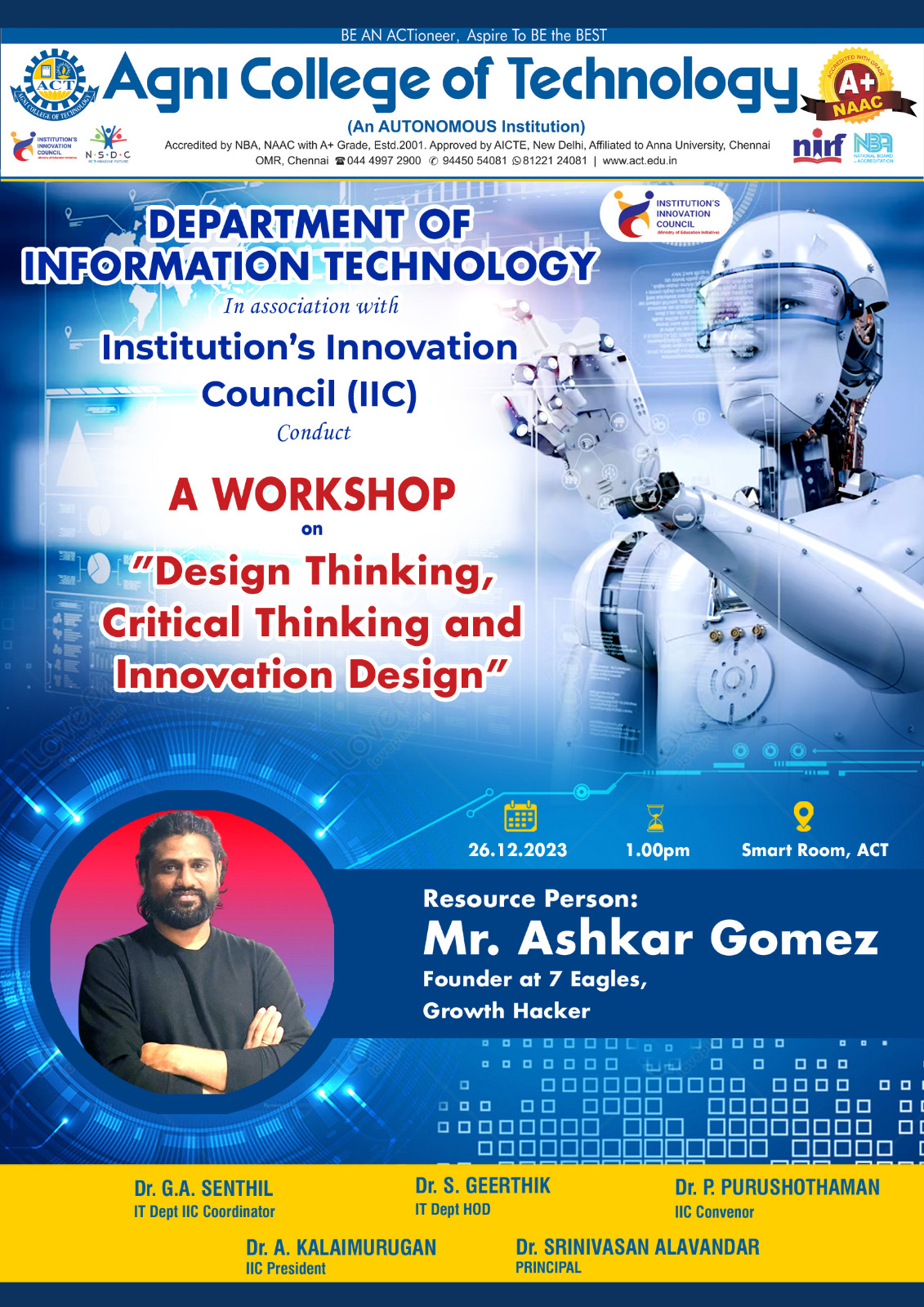 Workshop on Design, Thinking, Critical Thinking and Innovation Design