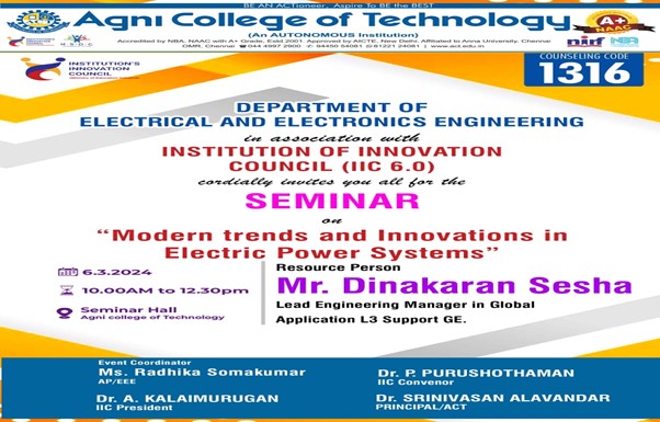 Seminar on Modern Trends & Innovations in Electric Power Systems