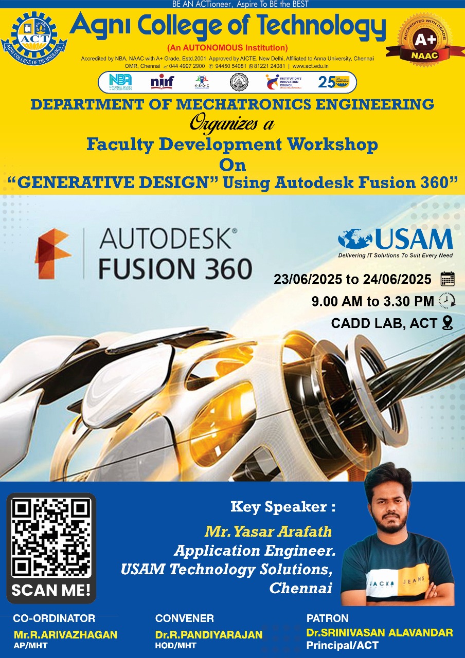 Faculty Development Workshop on Generative Design using Auto Desk Fusion 360