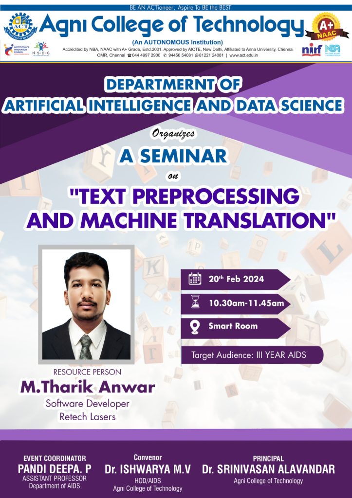 13. Text Preprocessing and machine translation 2024-02-21