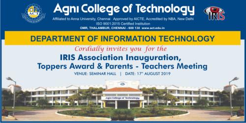 Dept of IT – IRIS Association Inauguration & Toppers Award 2019