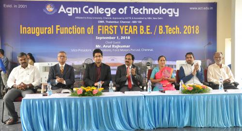 18th Inaugural Function for First Year B.E/B.Tech, on 1st September, 2018