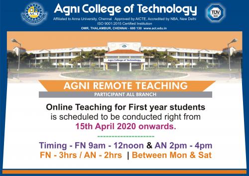 Online Remote Teaching for First Year Students