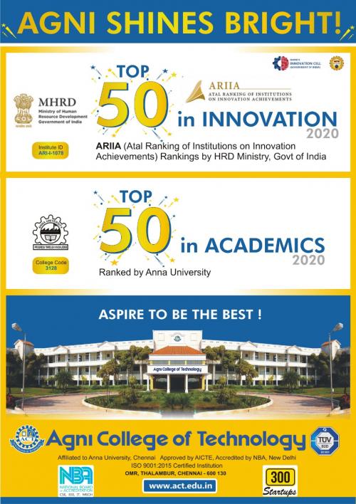 Agni is TOP 50 in INNOVATION & ACADEMICS 2020