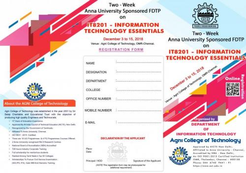 Two-Week Anna University Sponsored FDTP
