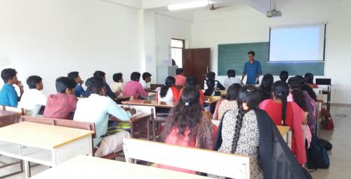 Dept of IT : Alumni Interaction : Mr. Gowtham Chand, IT Alumni working as Trainer in Mphasis shared his experiences and industry related ideas on 23-06-2018.