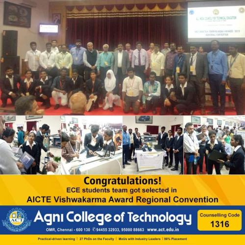Dept of ECE Students got selected in AICTE Vishwakarma Award Regional Convention