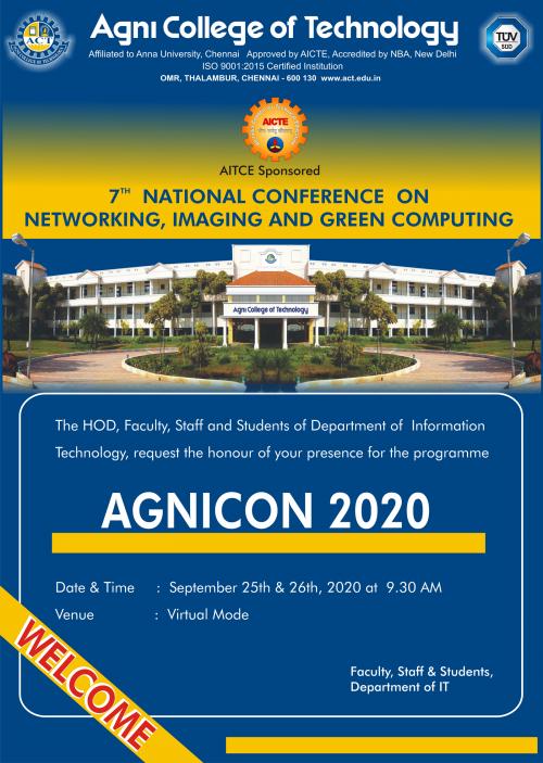 AICTE Sponsored National Conference Agnicon 2020 – Dept of IT