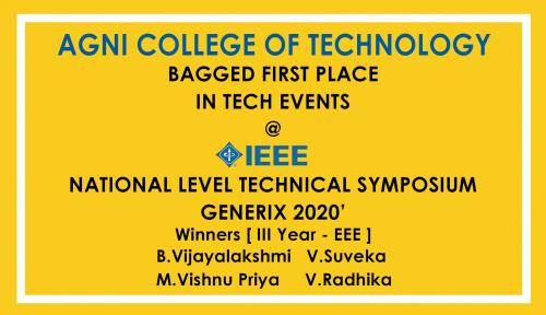 ACT Bagged First Place in Tech Events & IEEE National Level Technical Symposium – GENERIX 2020