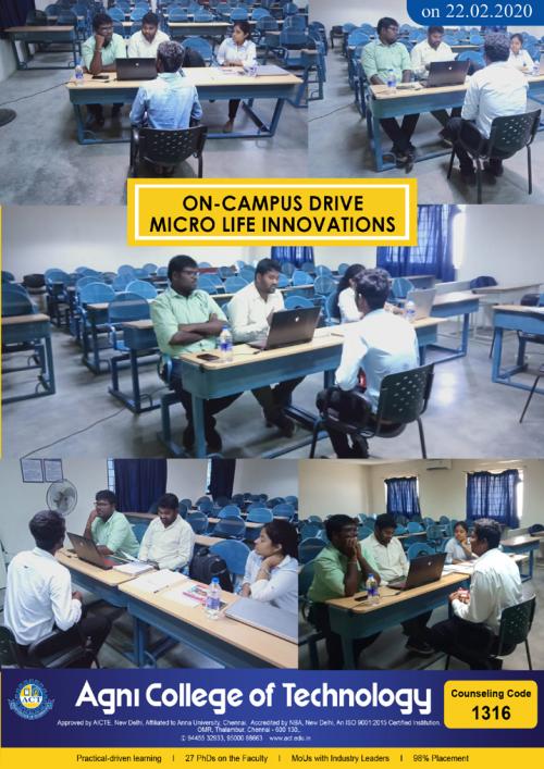 On Campus Drive MICRO LIFE INNOVATIONS on 22.2.2020