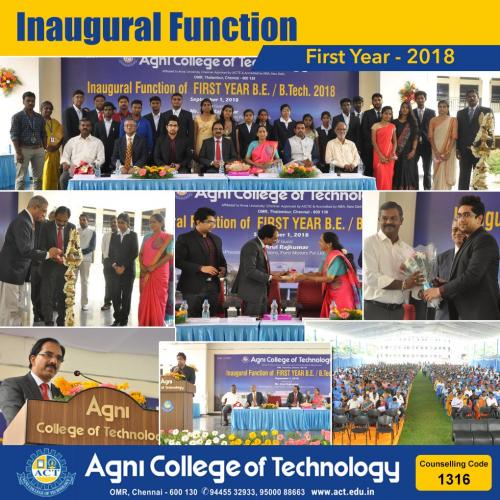 18th Inaugural Function for First Year B.E/B.Tech, on 1st September, 2018