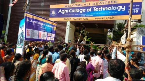 Agni College of technology has donated – sapling to tens and thousands of devotees on 09.04.2017